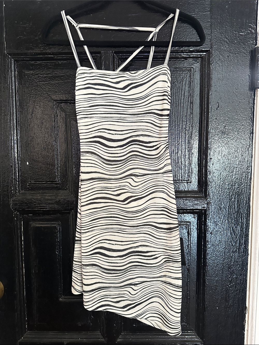 NA-KD Women's Black and White Striped Slip Dress